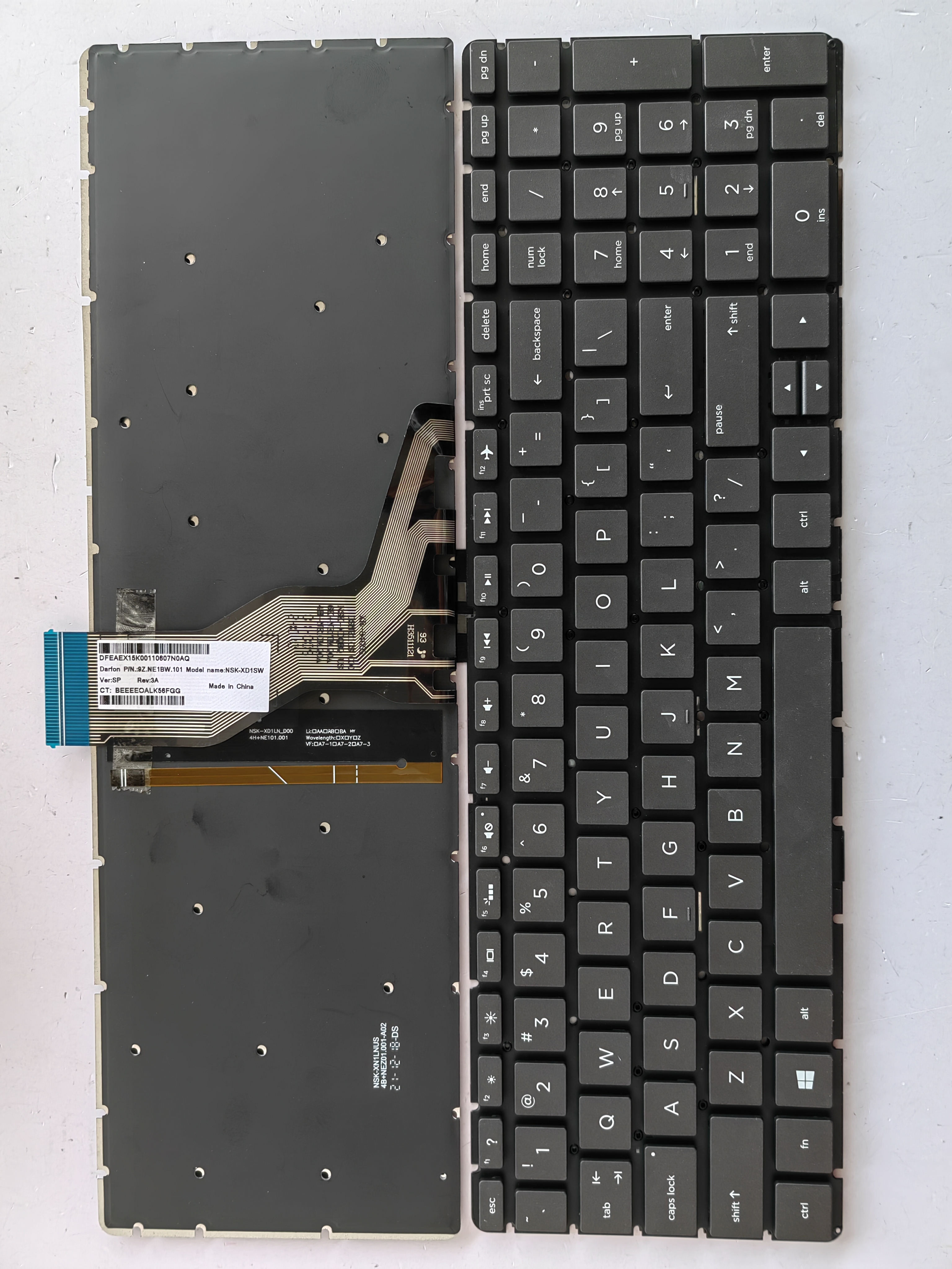 Picture of New Replacement Laptop Keyboard For HP 15-BS Grey Black Backlit (OEM) US Layout